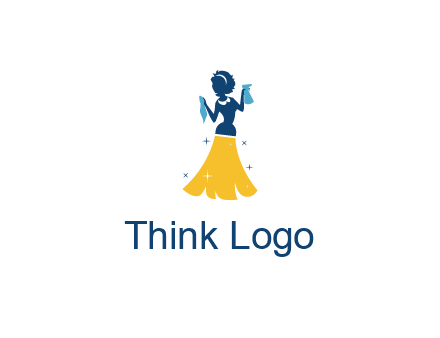 cleaning woman with broom logo