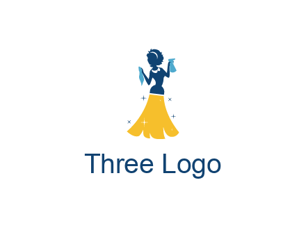 cleaning woman with broom logo