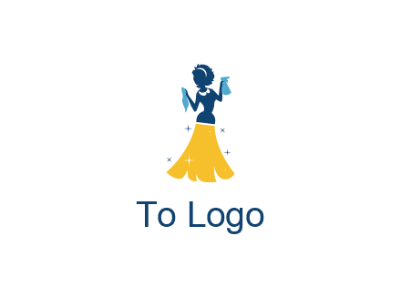 cleaning woman with broom logo