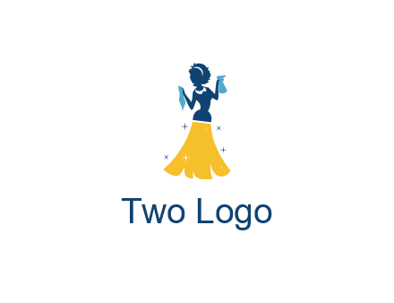 cleaning woman with broom logo