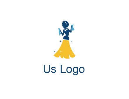 cleaning woman with broom logo