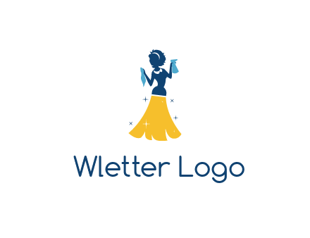 cleaning woman with broom logo