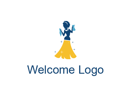 cleaning woman with broom logo
