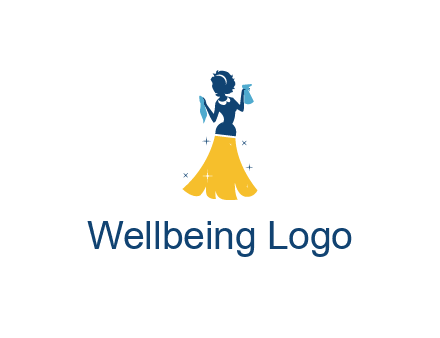 cleaning woman with broom logo
