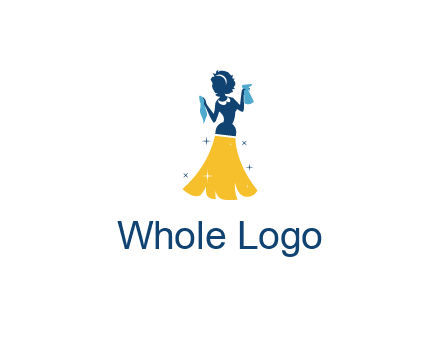 cleaning woman with broom logo
