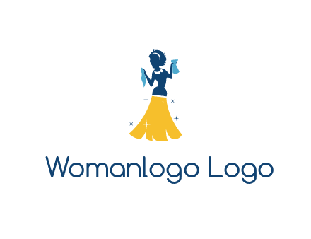 cleaning woman with broom logo