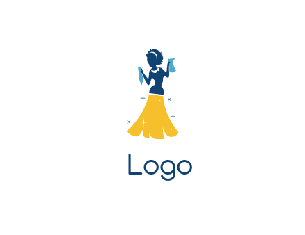 cleaning woman with broom logo