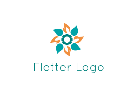 flames and water drops flower with gear in middle icon