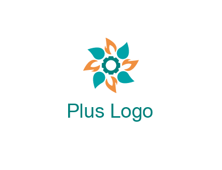 flames and water drops flower with gear in middle icon