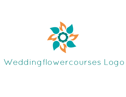 flames and water drops flower with gear in middle icon