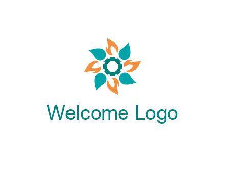 flames and water drops flower with gear in middle icon