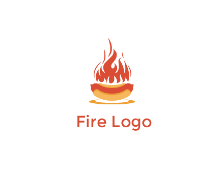 sizzling flame on hot dog Logo