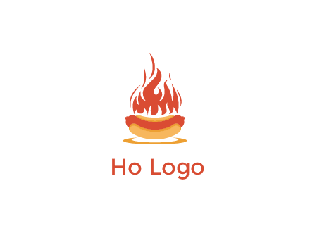 sizzling flame on hot dog Logo