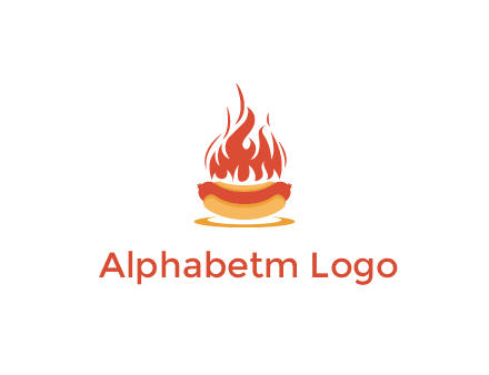 sizzling flame on hot dog Logo