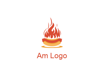 sizzling flame on hot dog Logo