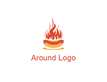 sizzling flame on hot dog Logo