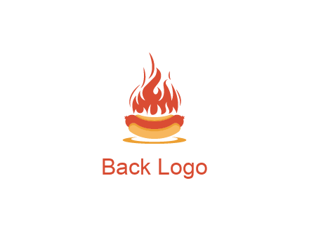 sizzling flame on hot dog Logo