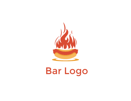 sizzling flame on hot dog Logo