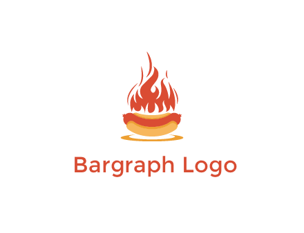 sizzling flame on hot dog Logo
