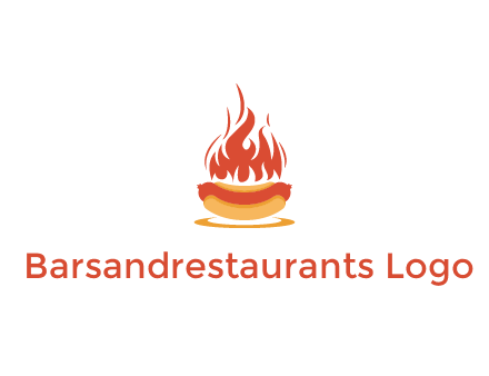 sizzling flame on hot dog Logo