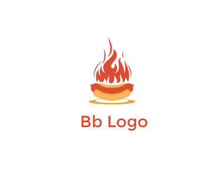 sizzling flame on hot dog Logo