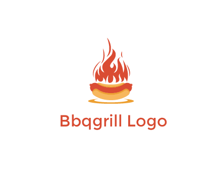 sizzling flame on hot dog Logo