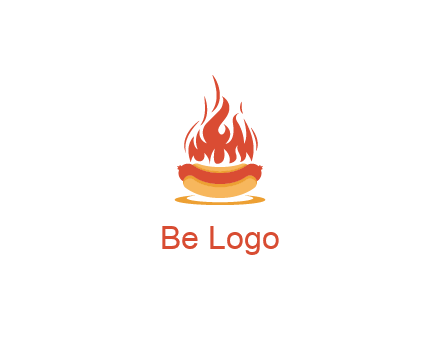 sizzling flame on hot dog Logo