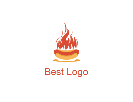 sizzling flame on hot dog Logo