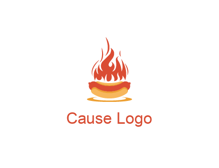 sizzling flame on hot dog Logo