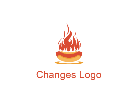 sizzling flame on hot dog Logo