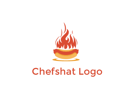sizzling flame on hot dog Logo