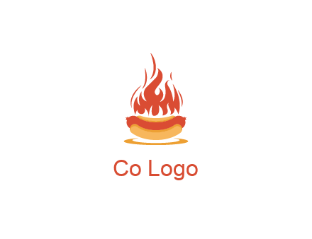 sizzling flame on hot dog Logo