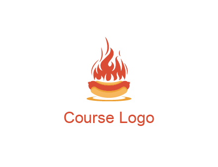 sizzling flame on hot dog Logo