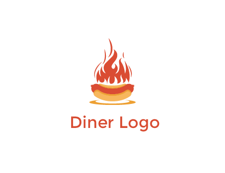 sizzling flame on hot dog Logo