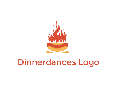 sizzling flame on hot dog Logo