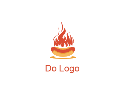 sizzling flame on hot dog Logo