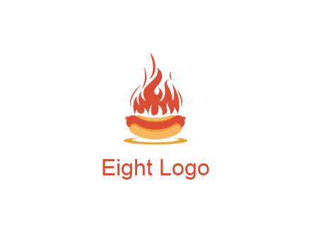 sizzling flame on hot dog Logo
