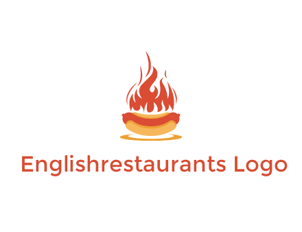 sizzling flame on hot dog Logo