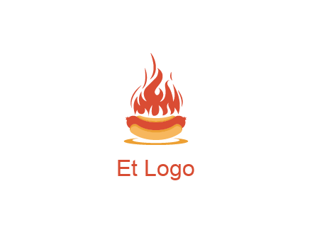 sizzling flame on hot dog Logo