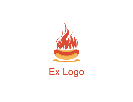 sizzling flame on hot dog Logo