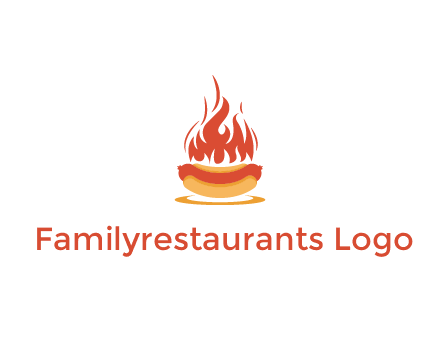sizzling flame on hot dog Logo