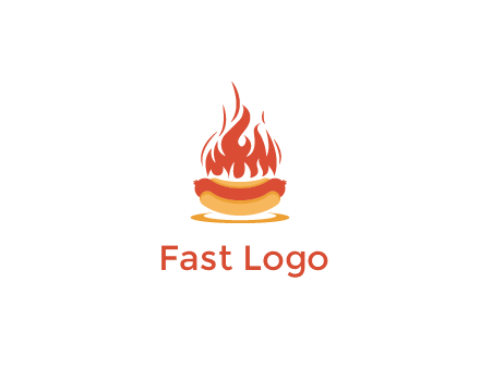 sizzling flame on hot dog Logo