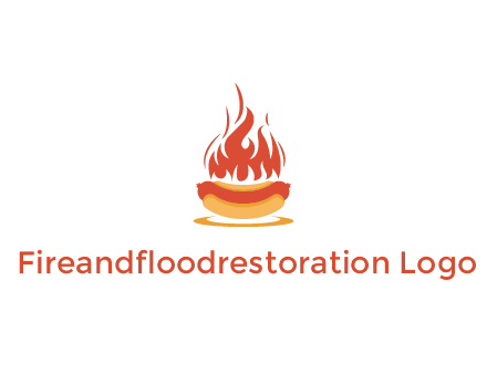 sizzling flame on hot dog Logo