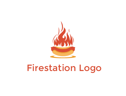sizzling flame on hot dog Logo