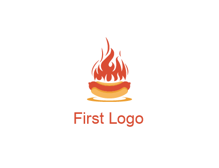 sizzling flame on hot dog Logo
