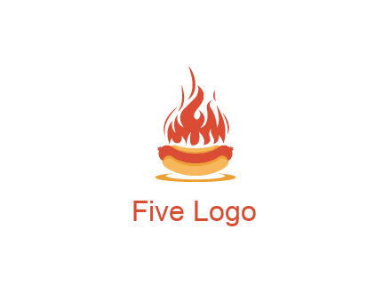 sizzling flame on hot dog Logo