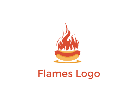 sizzling flame on hot dog Logo