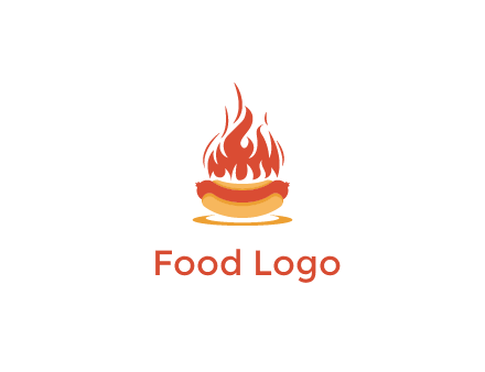 sizzling flame on hot dog Logo