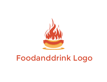 sizzling flame on hot dog Logo