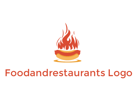 sizzling flame on hot dog Logo